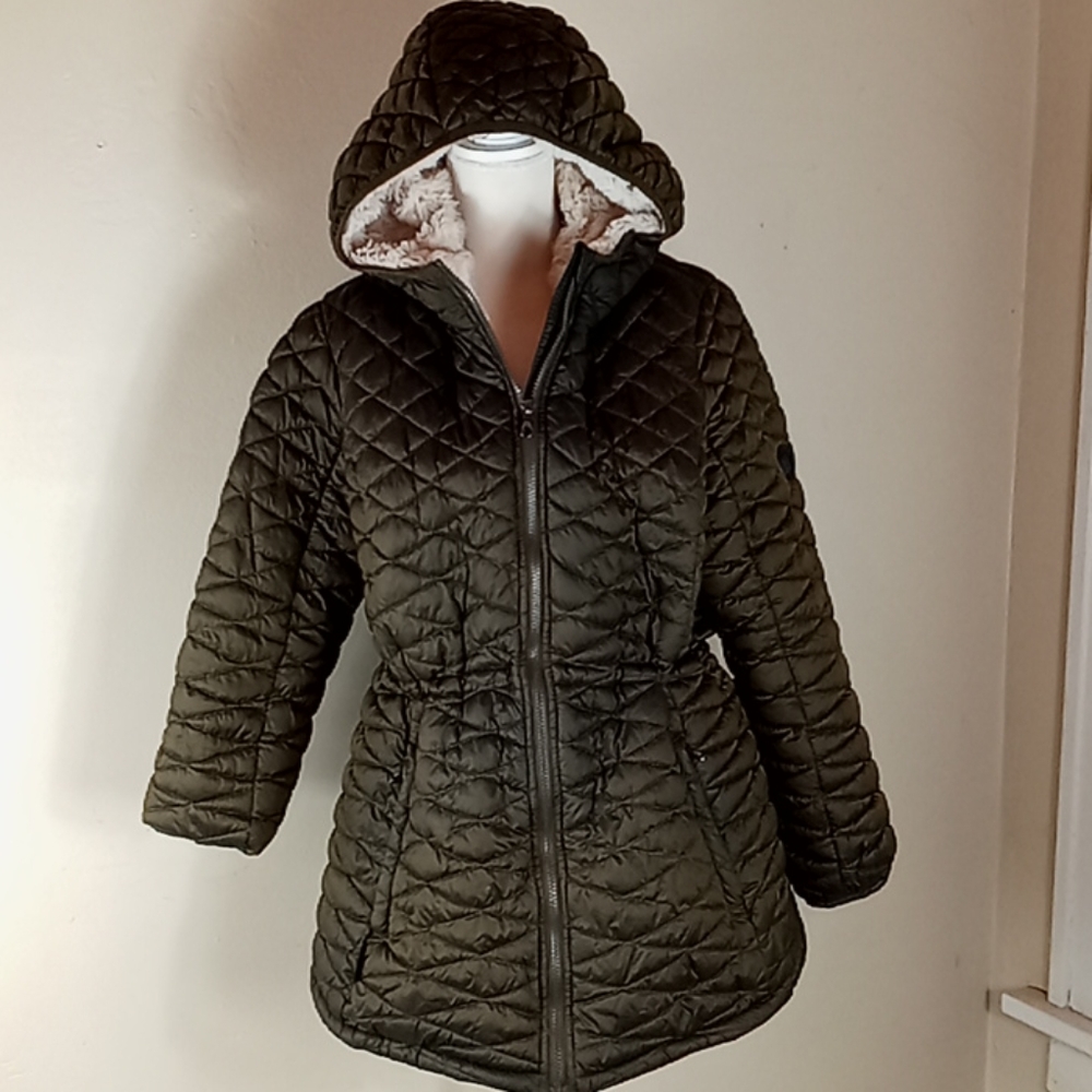 Puffer Hooded Coat Faux Fur Lining